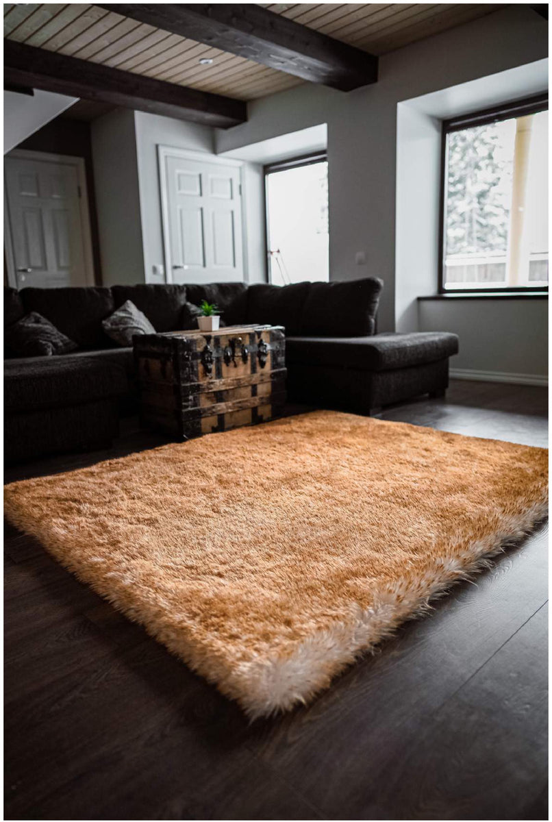 Extra Fluffy & Shaggy Rectangular Mellow Sheep Fur Area Rug WoollyFluff